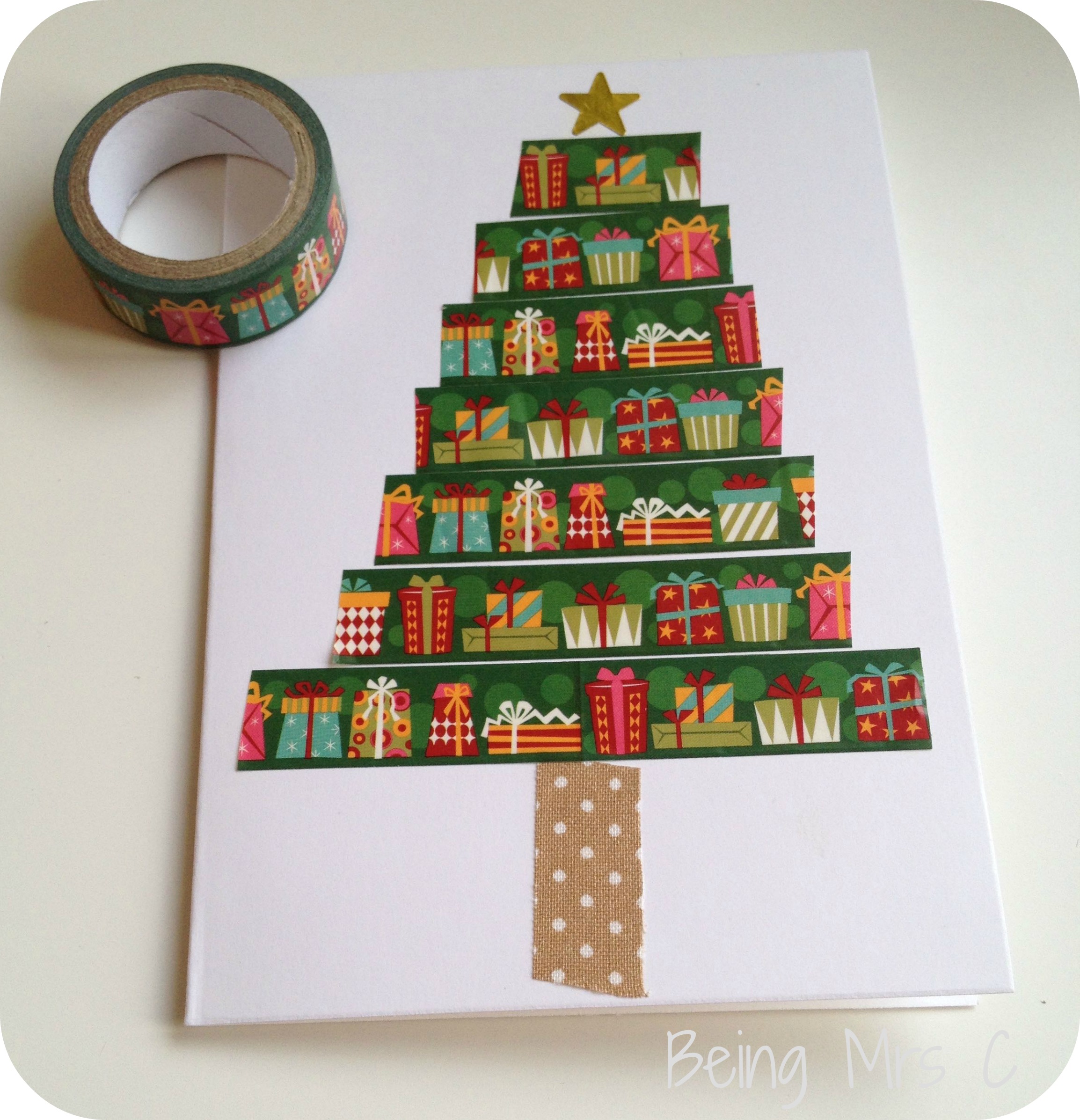 Easy Washi Tape Christmas Cards - Being Mrs C