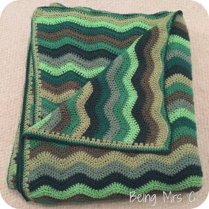 Green Crochet Ripple Blanket